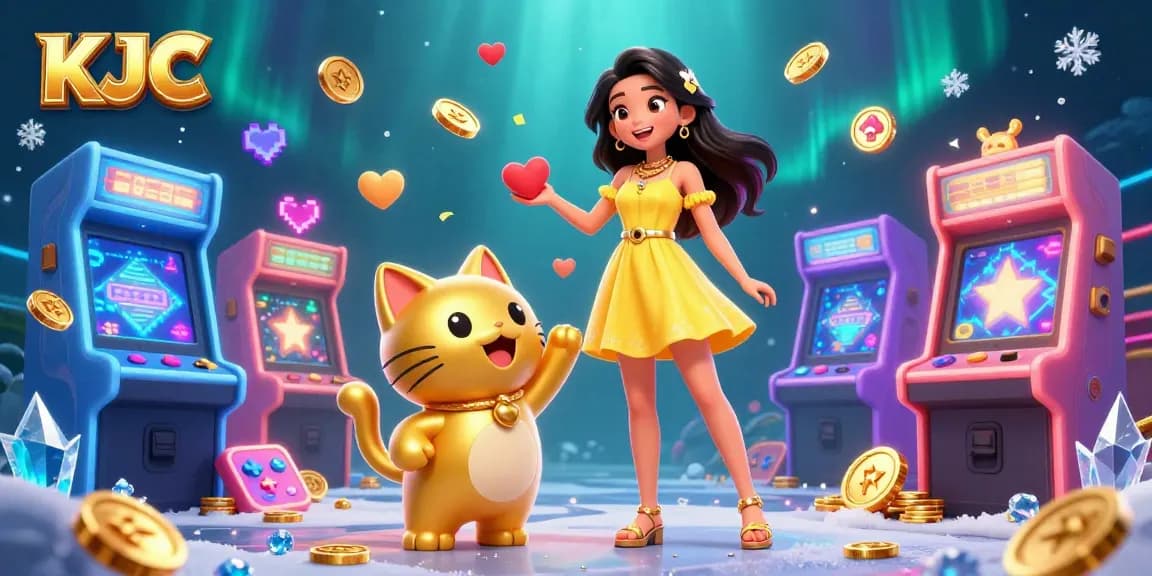 KJC introduces an engaging gambling experience with vibrant themes and golden elements.