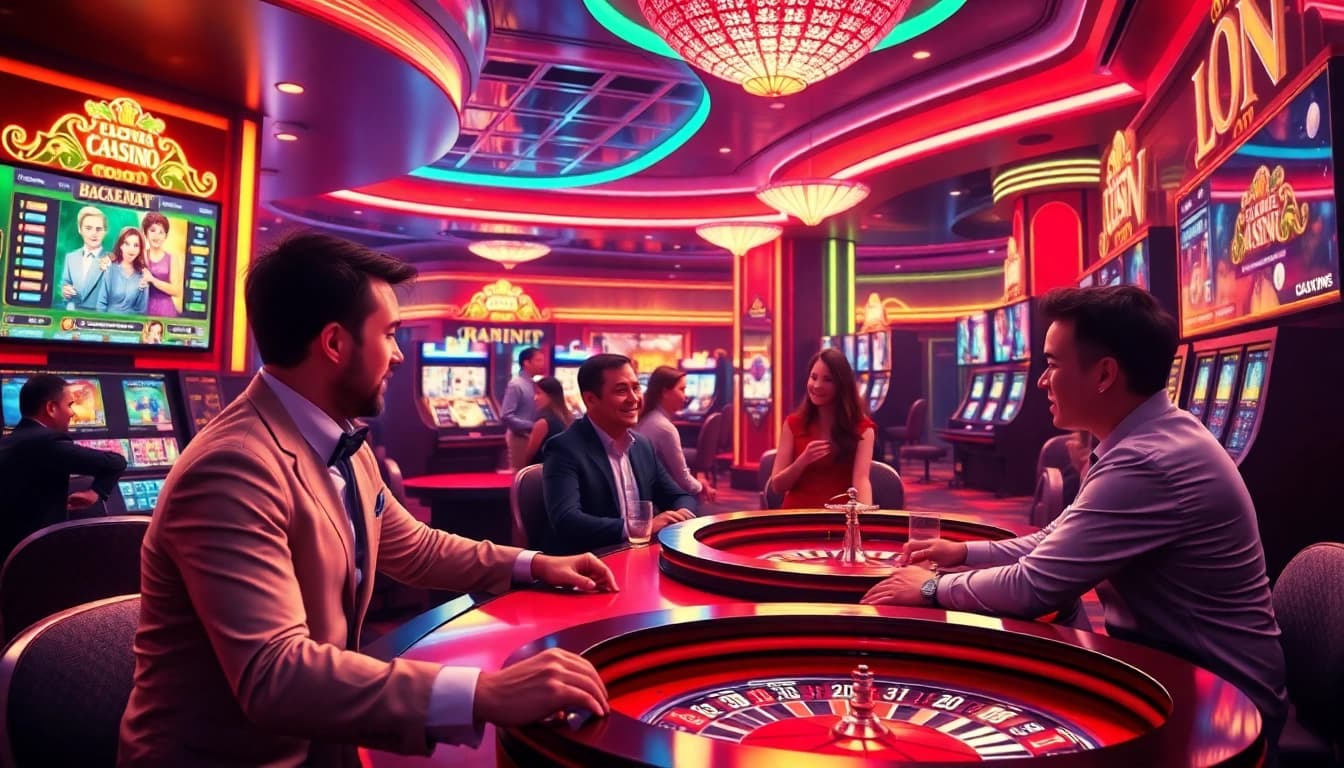 LV88 online casino vibrant gaming atmosphere with players and games.