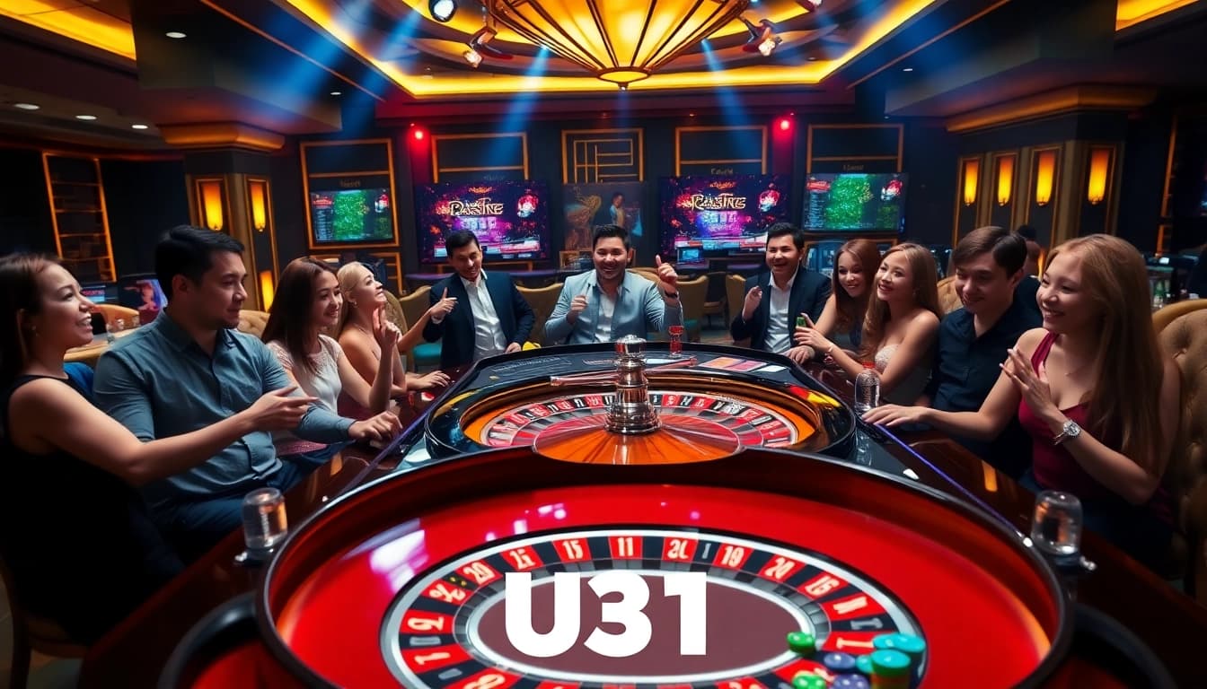 Exciting roulette gameplay at U31 casino with colorful chips and players immersed in the thrill.