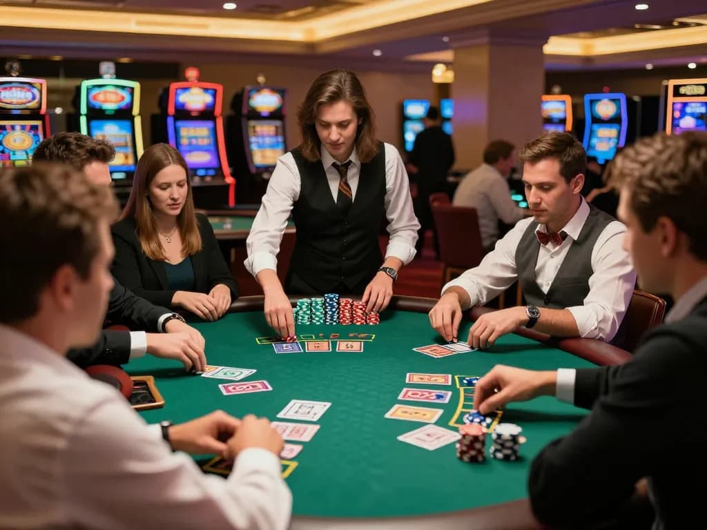 Players enjoying a blackjack game at TR88 casino, showcasing strategic gameplay and vibrant atmosphere.
