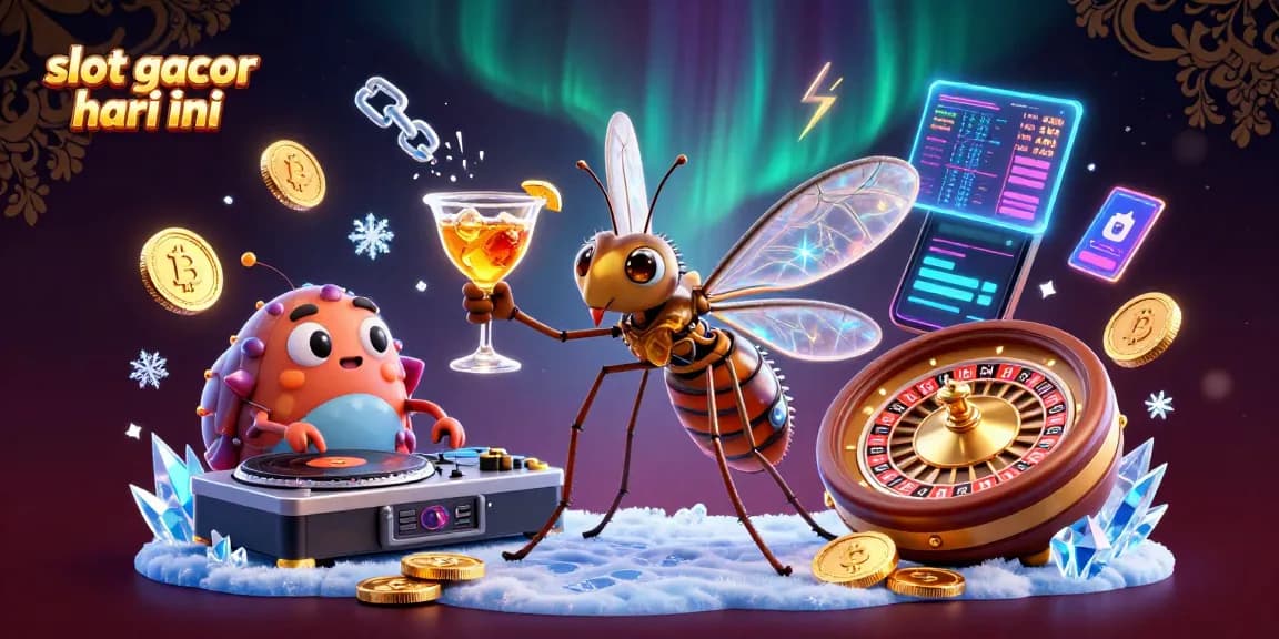 Experience slot gacor hari ini with a lively 3D scene of casino characters and vibrant gaming elements.