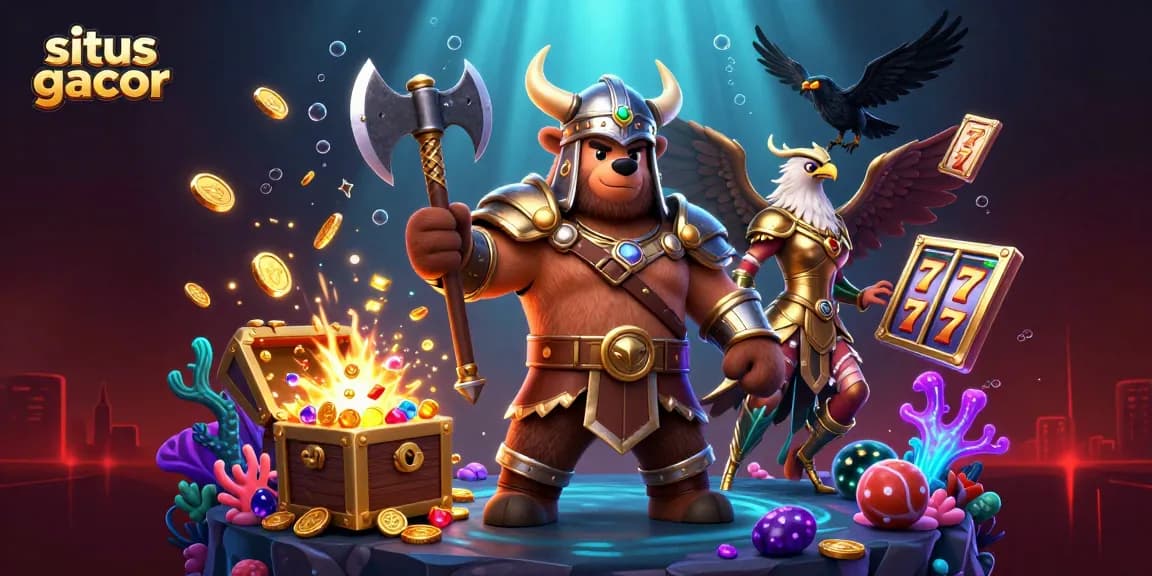 Experience the vibrancy of situs gacor with a dynamic 3D casino illustration featuring exciting slot elements.