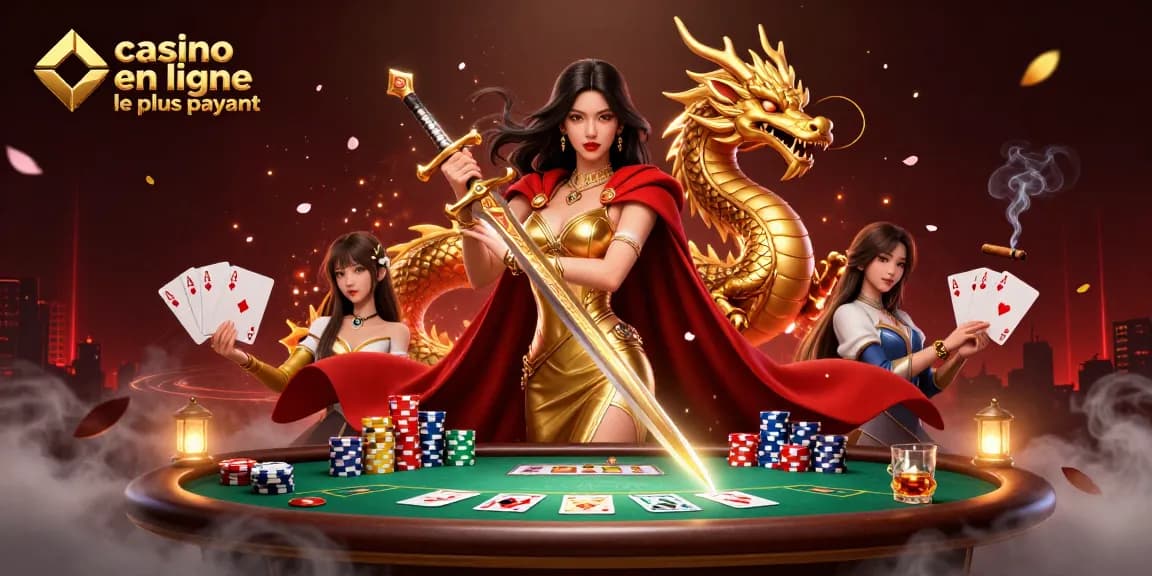 Vivez le frisson au casino en ligne le plus payant avec une reine guerrière au milieu de l'action du poker et des visuels dynamiques.