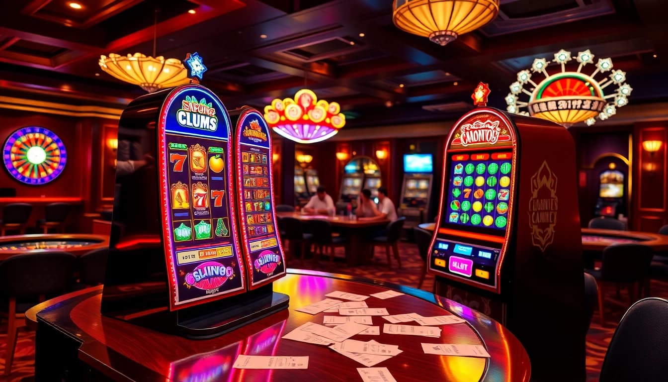Play slot online with vibrant machines and engaged players in a lively casino atmosphere.