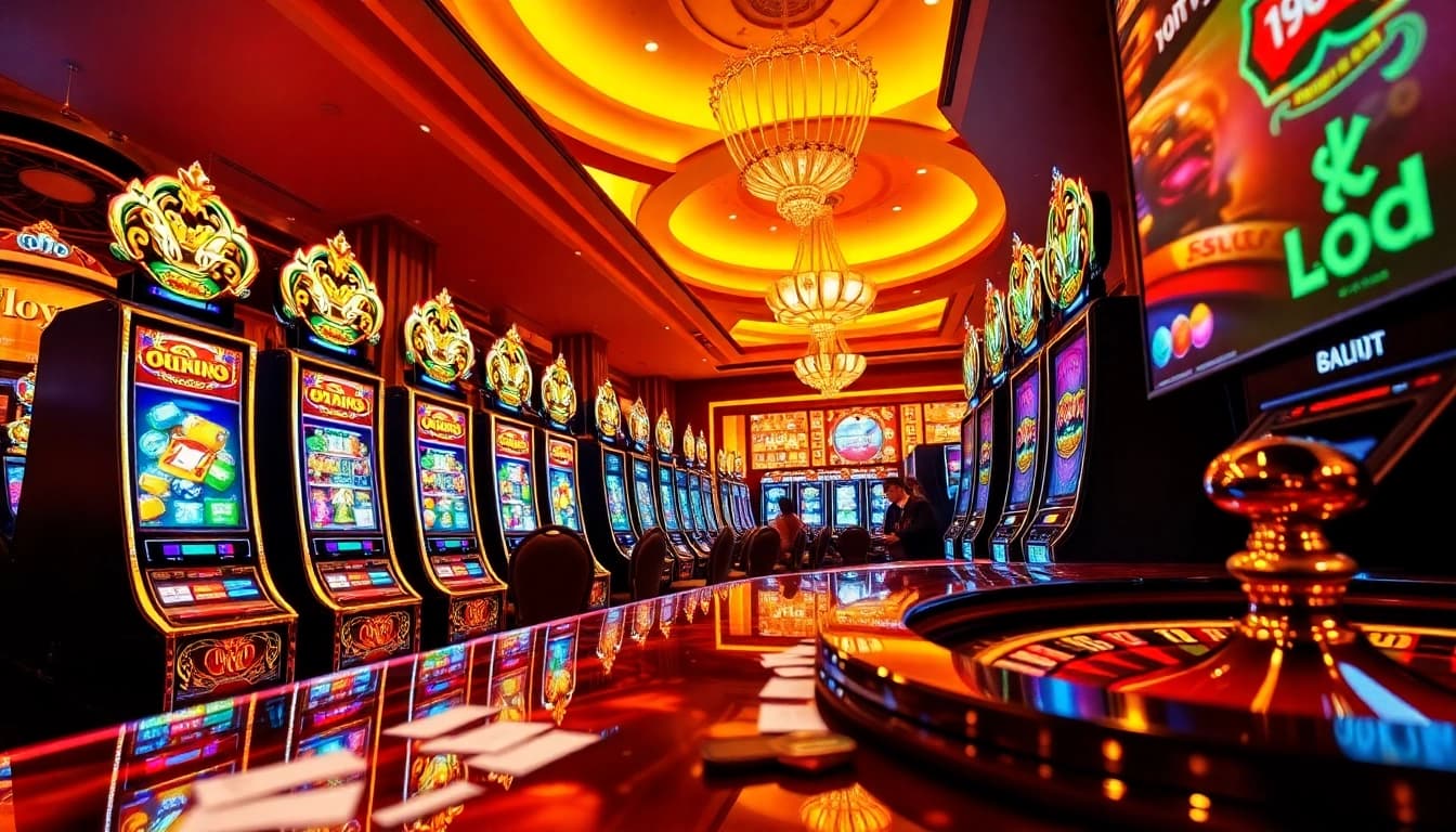 Gamblers experiencing the thrill of slot 88 games at a luxurious casino setting.