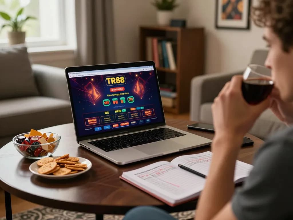 Engaging online gaming session at TR88 with strategic betting notes on the table.