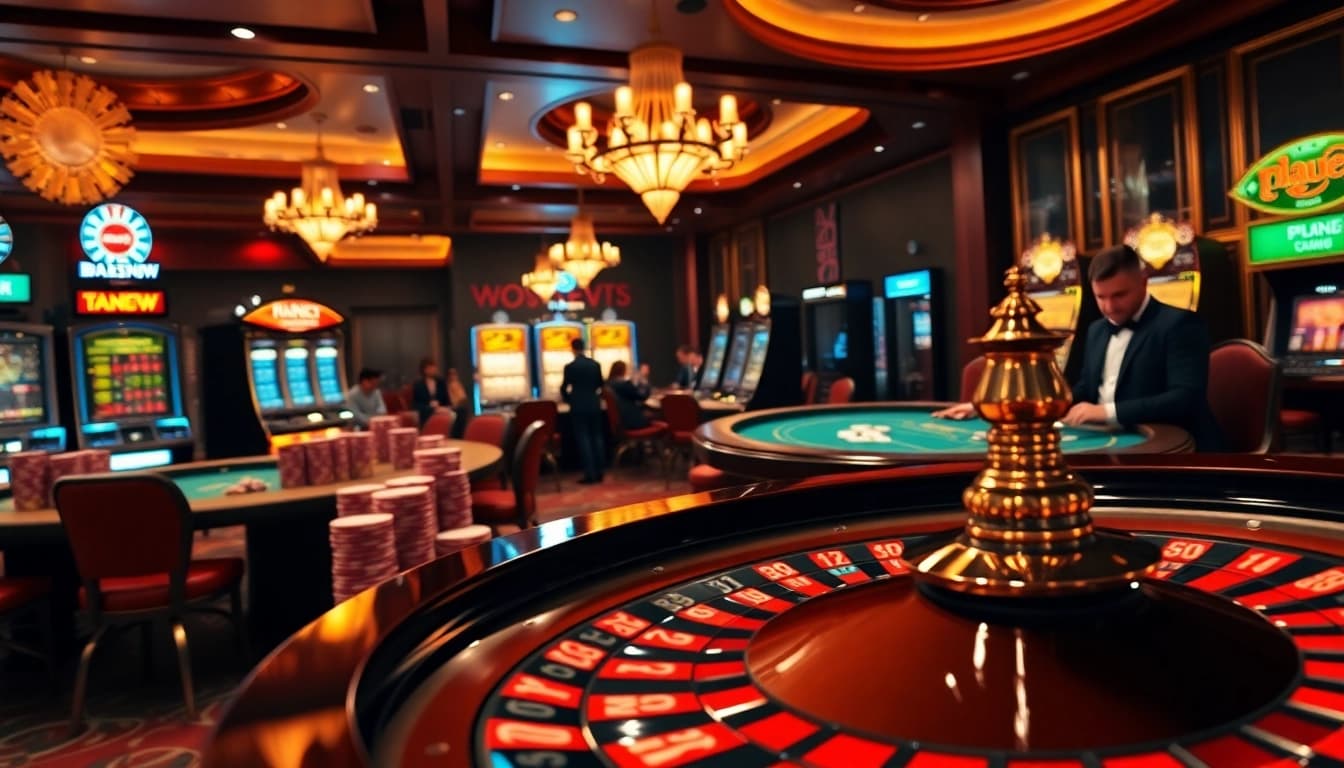 Experience thrilling gameplay at 888NEW's vibrant casino, featuring poker tables and colorful chips.