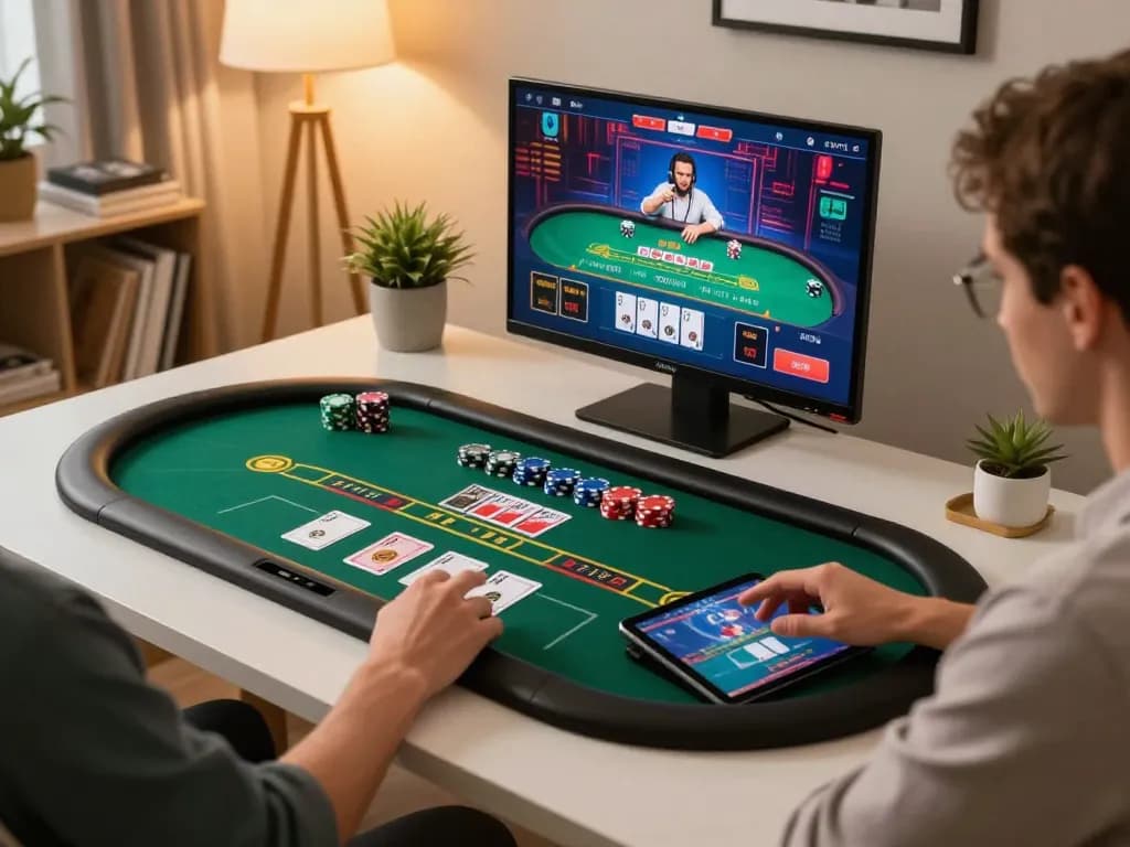 Experience the thrill of online poker betting on F168BET with a cozy home gaming setup