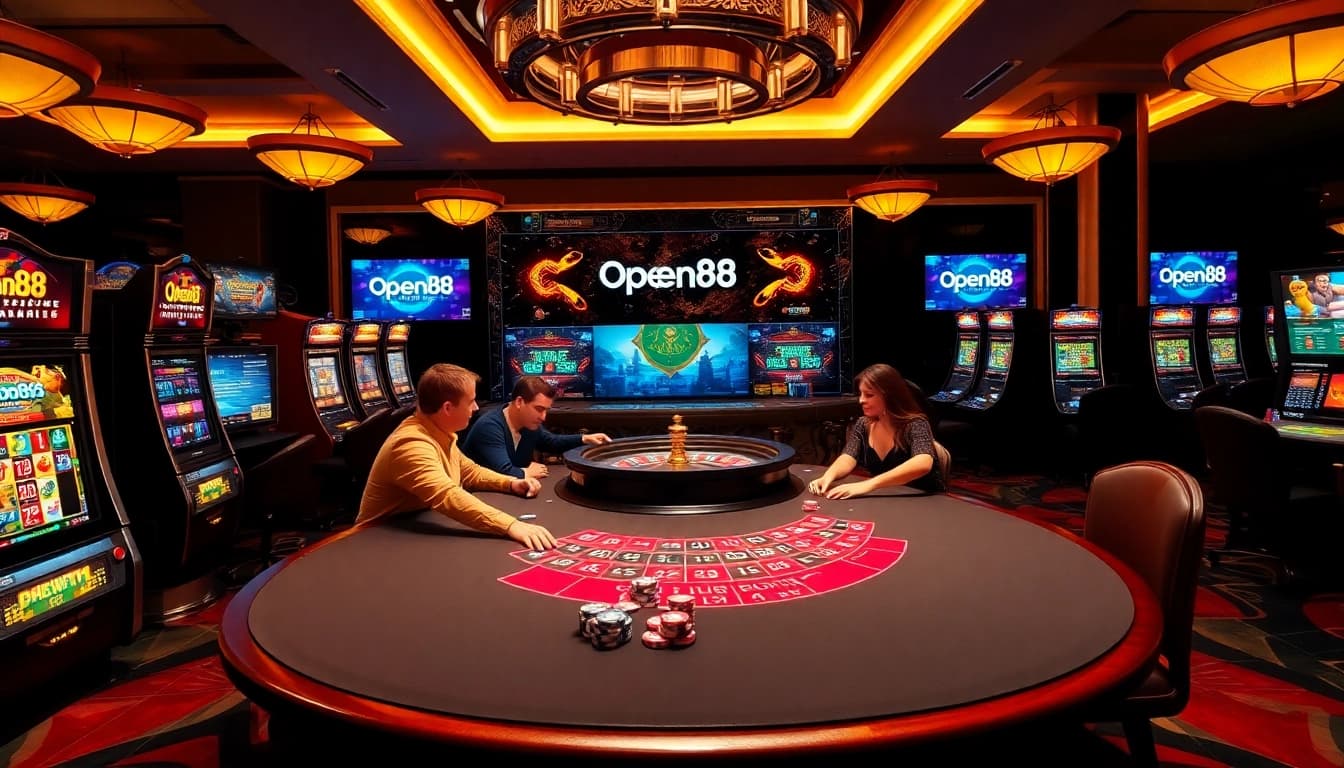 Experience high-stakes excitement at Open88 with vibrant casino visuals and thrilling poker gameplay.