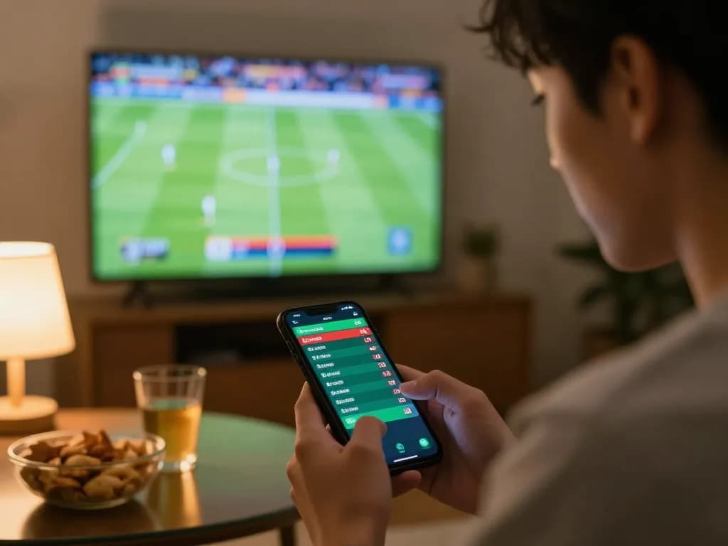 Check kèo nhà cái while enjoying a live football match at home with snacks and drinks