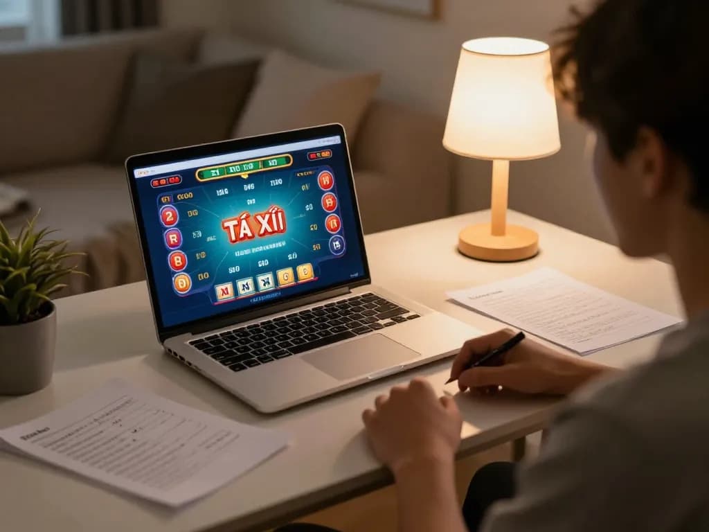 Engaging Tài Xỉu online gaming scene featuring a player strategizing at home.