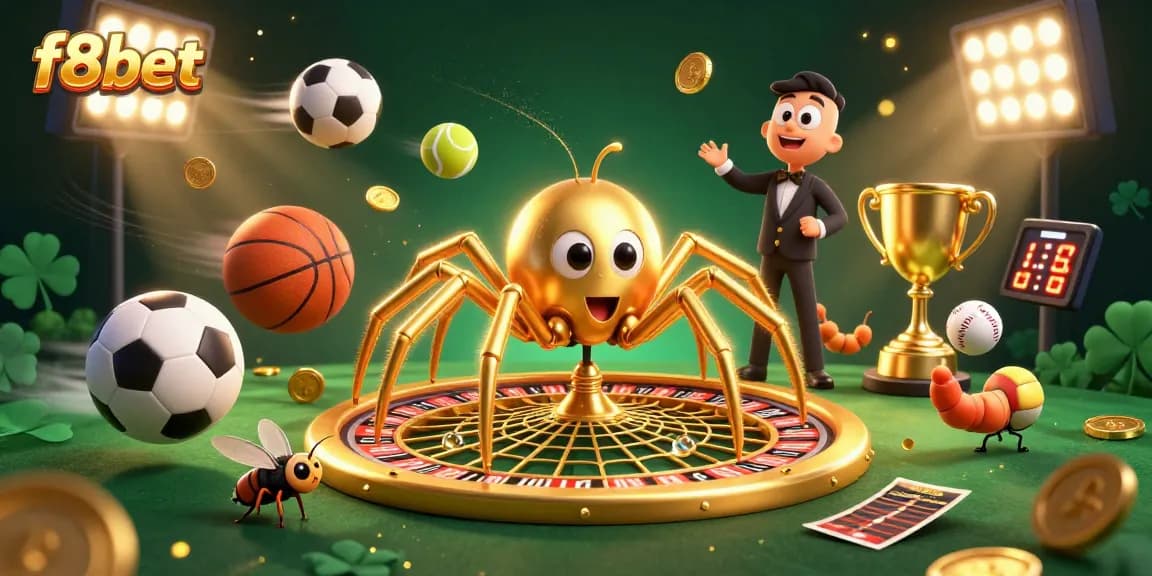 Experience the excitement of f8bet with a dynamic casino-themed illustration showcasing vibrant gaming action and rich visuals.