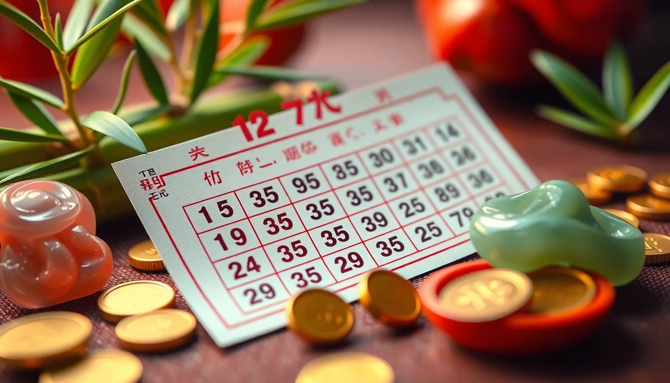 Song thủ lô lottery ticket surrounded by traditional Vietnamese symbols of luck