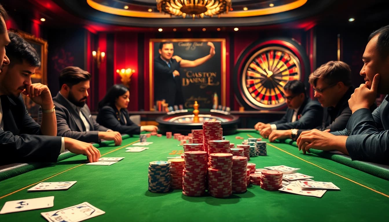 Engaged players at a luxurious poker table, highlighting the vibrant atmosphere of qq88 com.