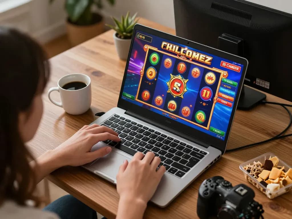 Player enjoying online slots on cm88 while surrounded by a cozy home environment.