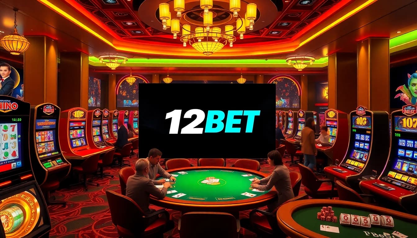 Engage with thrilling online gambling at 12BET's vibrant casino scene featuring casino tables and modern interfaces.