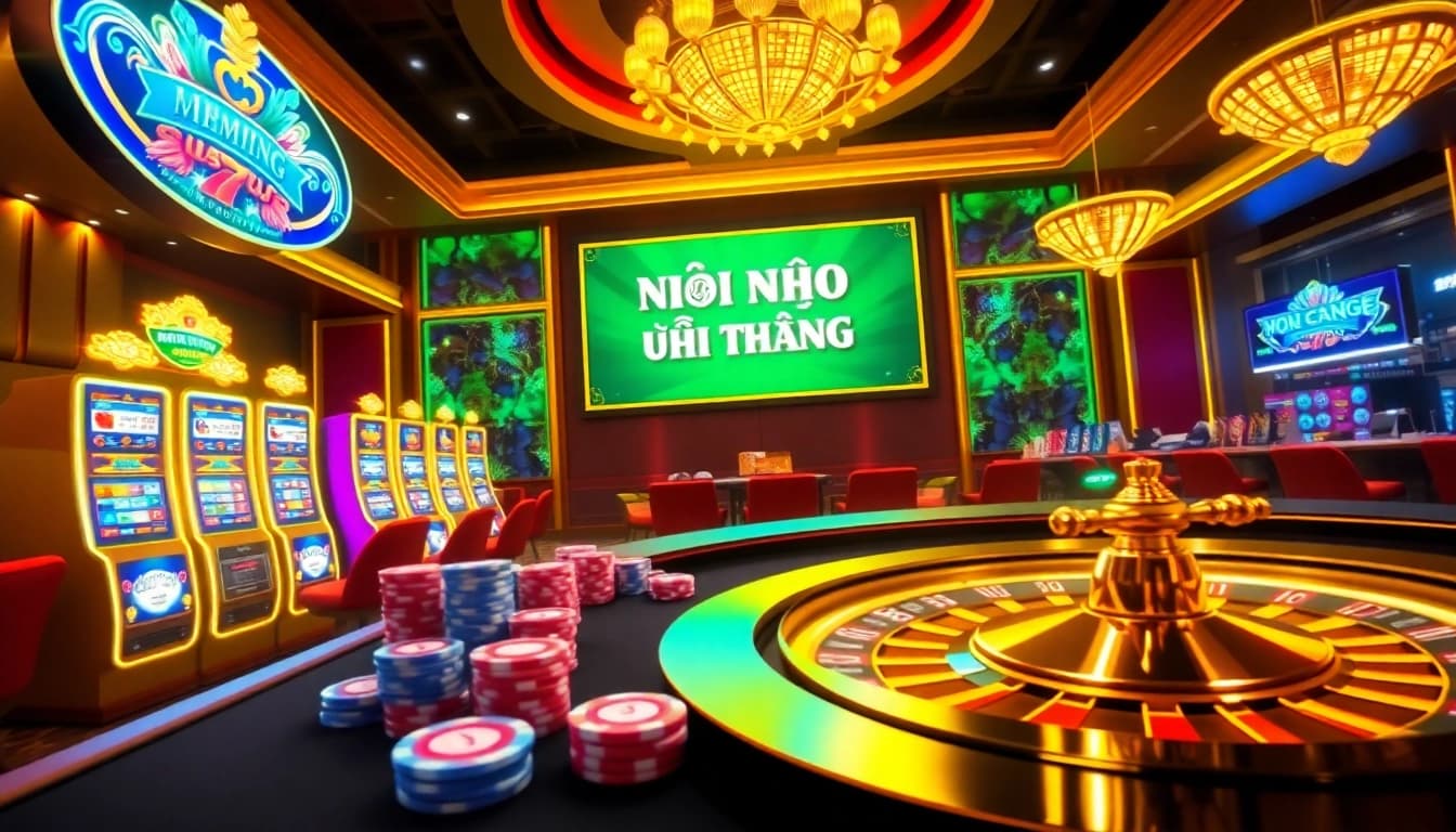 Nổ Hũ Đổi Thưởng slot machine game inviting big wins in an upscale casino environment.