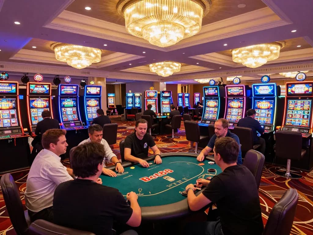 Experience the excitement of Bet88 casino with players engaged in dynamic gameplay amidst vibrant surroundings.