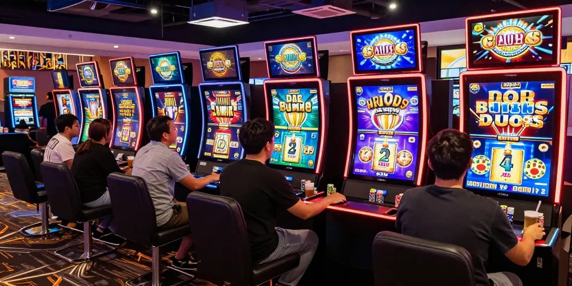 Exciting bonus buy slots experience in modern casino environment with players engaging