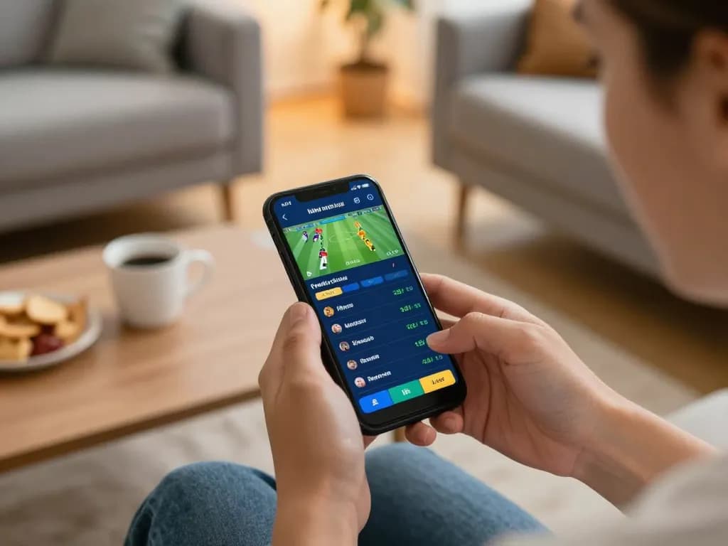 Terlibat dalam skor langsung SPBO sambil memasang taruhan olahraga di smartphone dalam suasana yang nyaman.