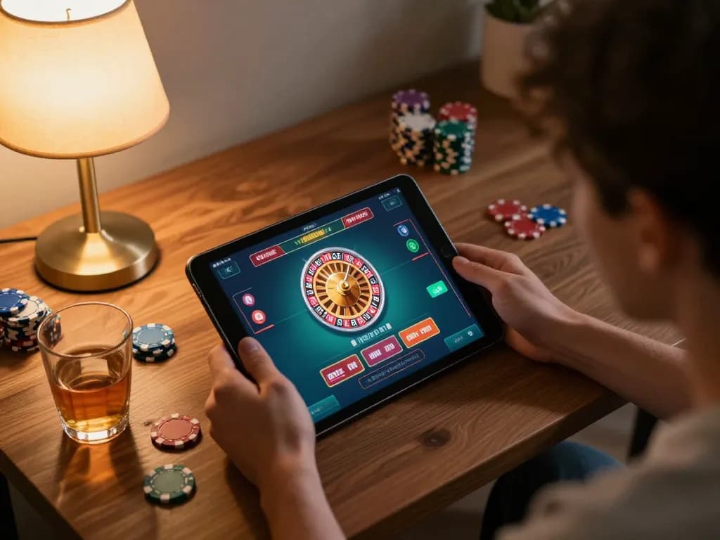 Experience the thrill of online gaming with tr88 in a cozy home environment, showcasing live casino interaction.