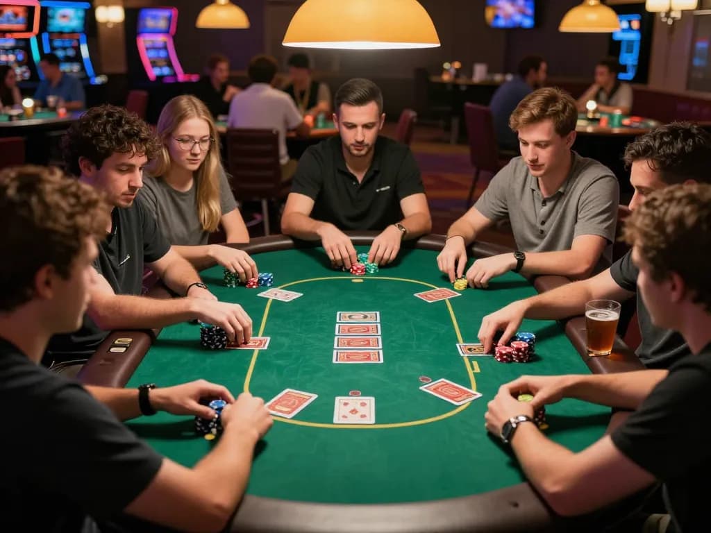 Players at a poker table celebrating a winning hand while enjoying the excitement of tx88 gameplay.