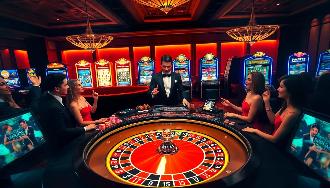 Experience the excitement at NA777 casino with vibrant roulette tables and professional dealers.