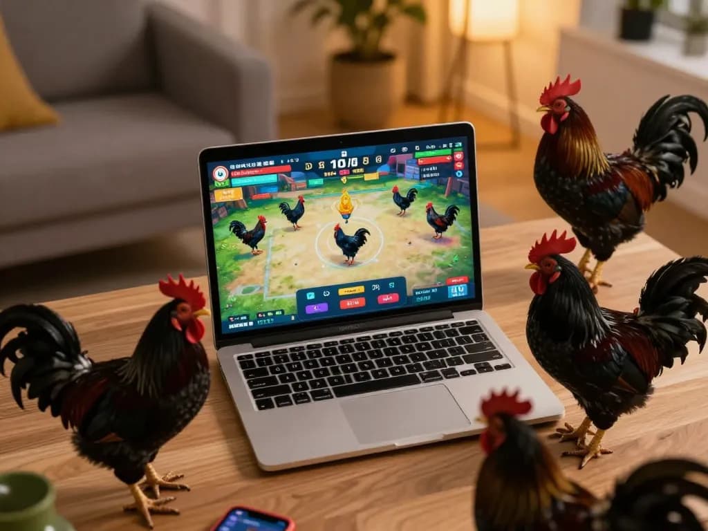 Watch intense cockfights live with congaden, highlighting the thrilling gaming experience.