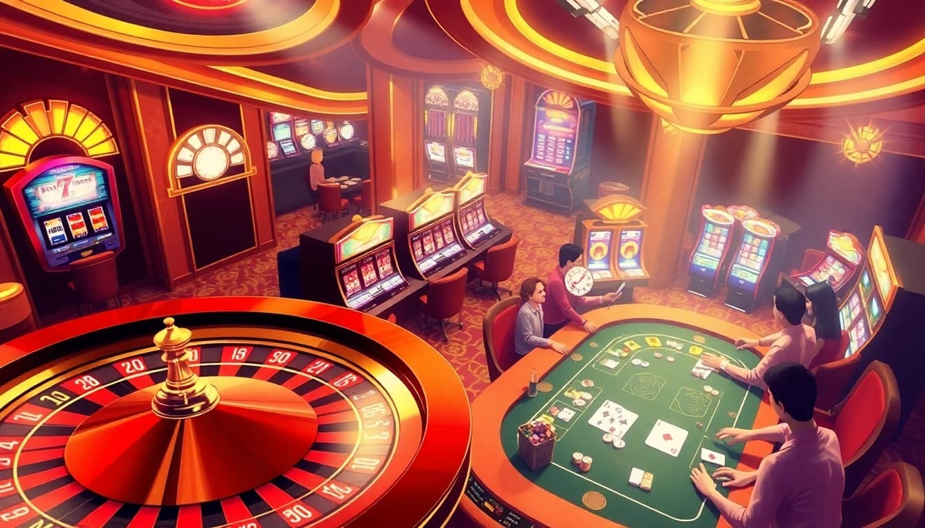 Experience the thrill at trang chủ 8kbet with vibrant casino tables and excited players betting.