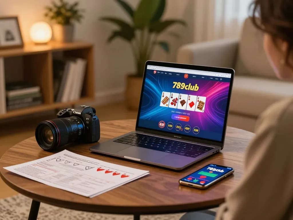 Player engaging with the 789club online poker interface on a laptop in a cozy home setting.