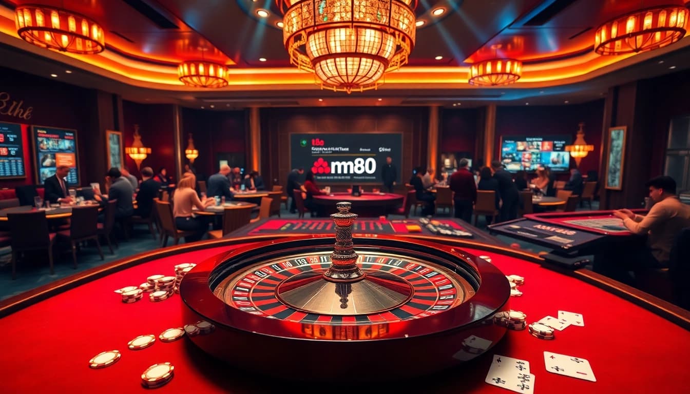 Experience the excitement of gaming at mm88 casino with roulette and poker elements.