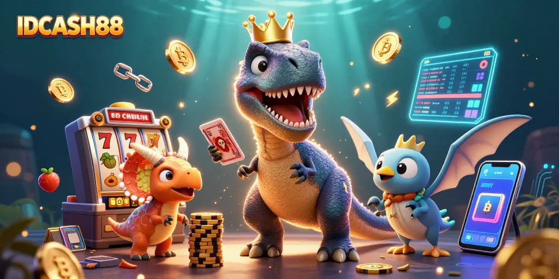 Engage with IDCASH88 and witness fun characters celebrating big wins at a vibrant casino.