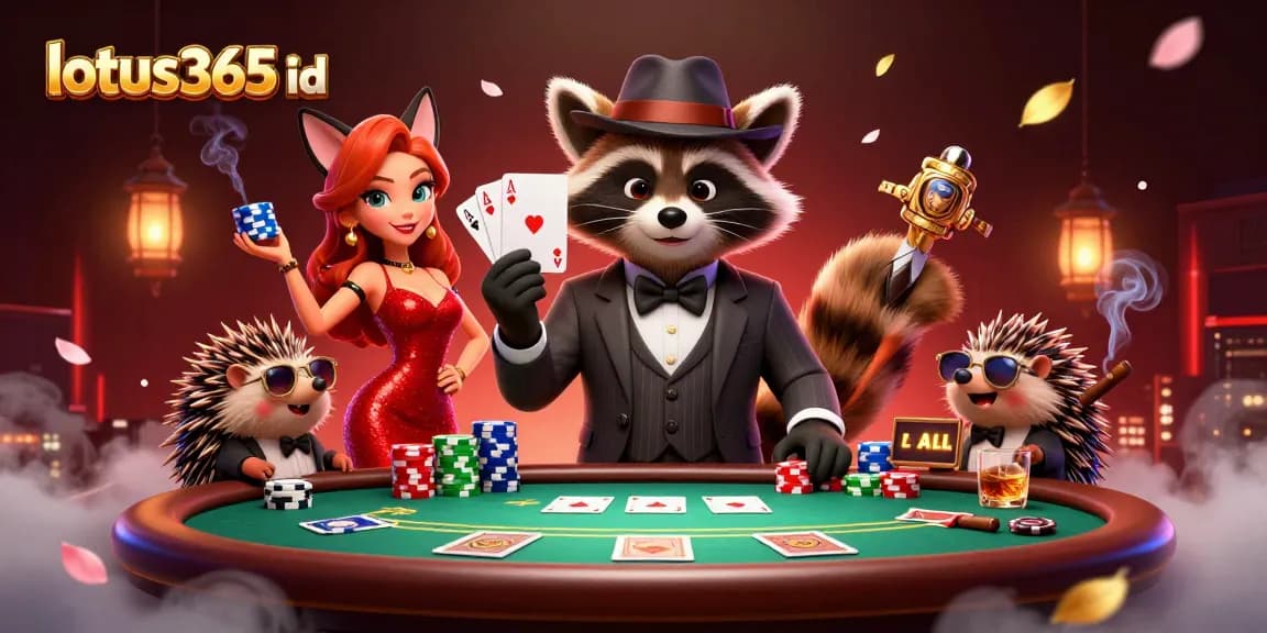 Engage in thrilling action with the lotus365 id as our charismatic raccoon leads poker play.