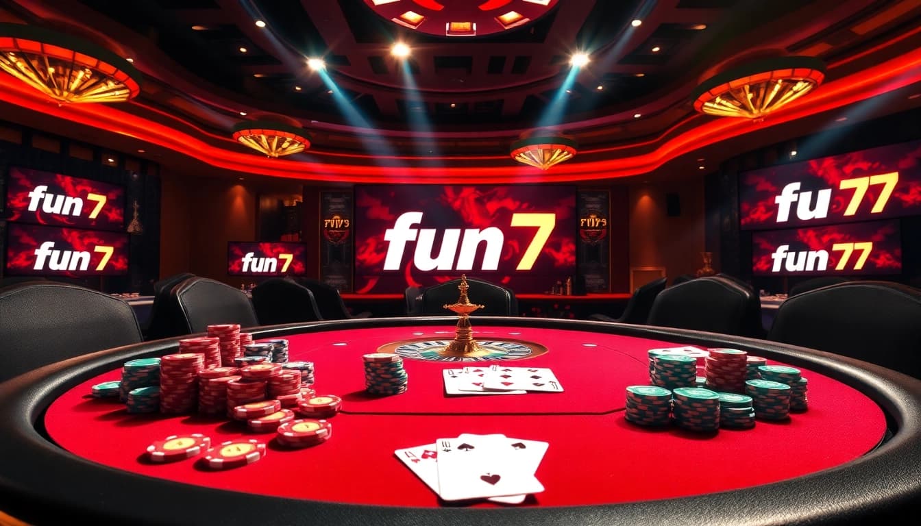 Action-packed casino scene showcasing fun 79 with poker chips and an elegant roulette wheel.