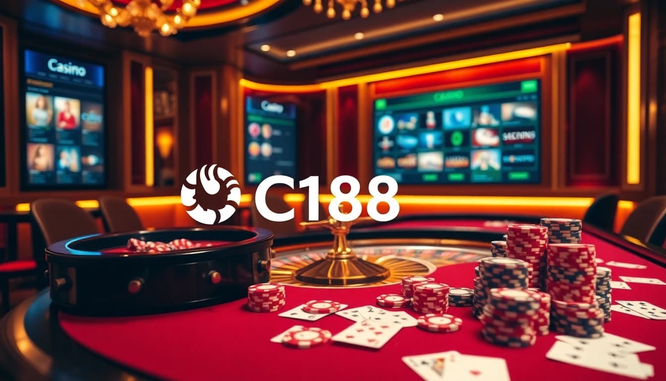 Experience C168's luxurious online gambling with vibrant casino elements and professional atmosphere.