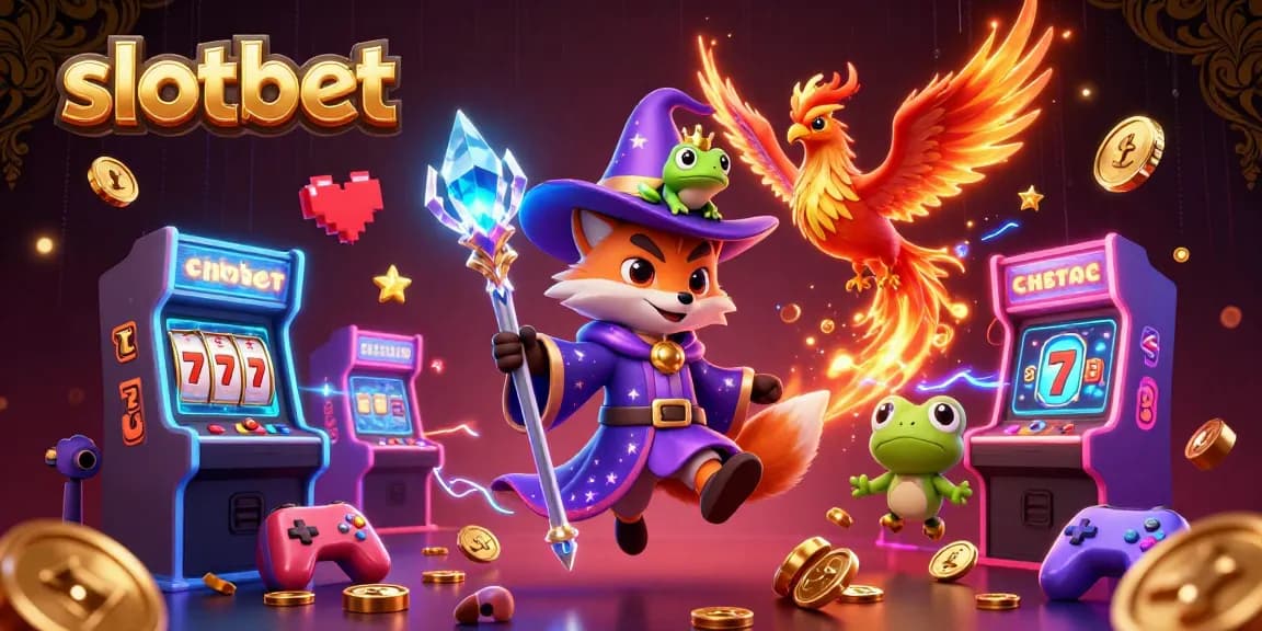 Experience thrilling gameplay at slotbet with a magical wizard fox and fiery phoenix in a vibrant casino world.