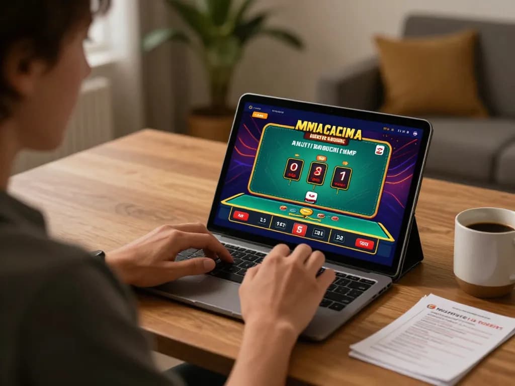 G28 user enjoying blackjack on a tablet at home with cozy warm lighting and strategy notes