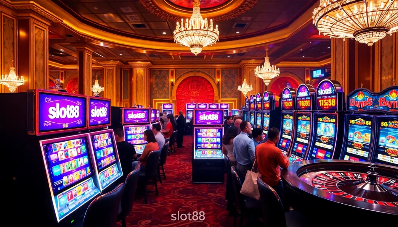 Rasakan permainan yang mendebarkan di slot88 dengan suasana kasino yang hidup penuh dengan kegembiraan.