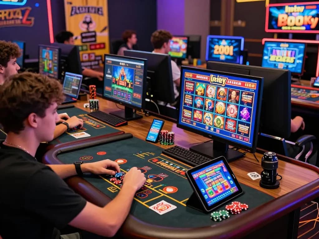Engaged players exploring various games on https://gg88.mov/ with vibrant graphics and a lively atmosphere.
