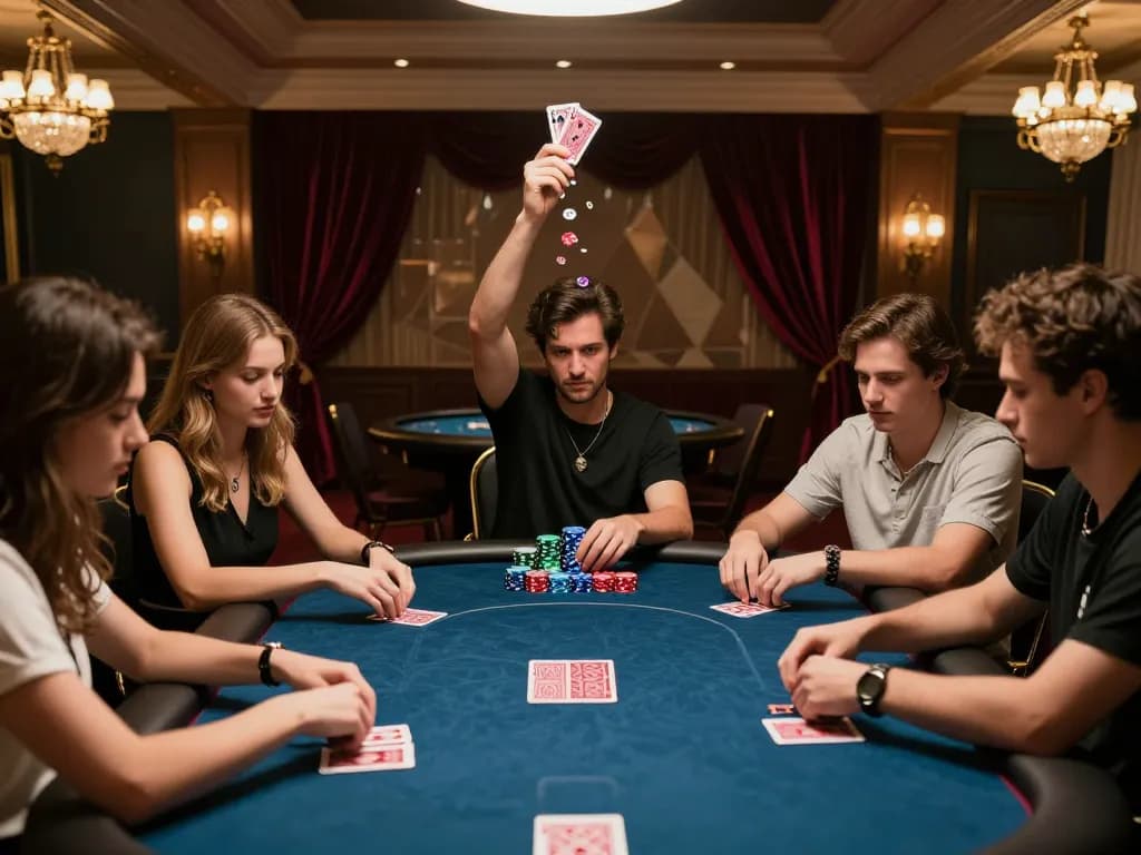 Players engaged in a strategic poker game at GO8's elegant indoor tournament.