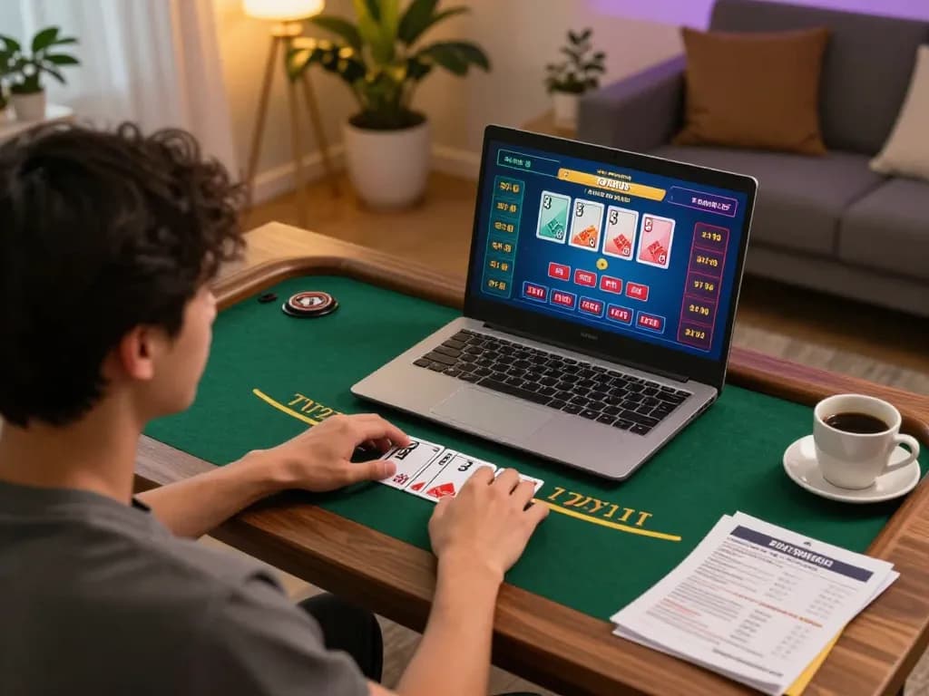 Pemain yang terlibat menyertai sesi blackjack dalam talian di kasino dalam talian Malaysia, mempamerkan strategi dan keseronokan.