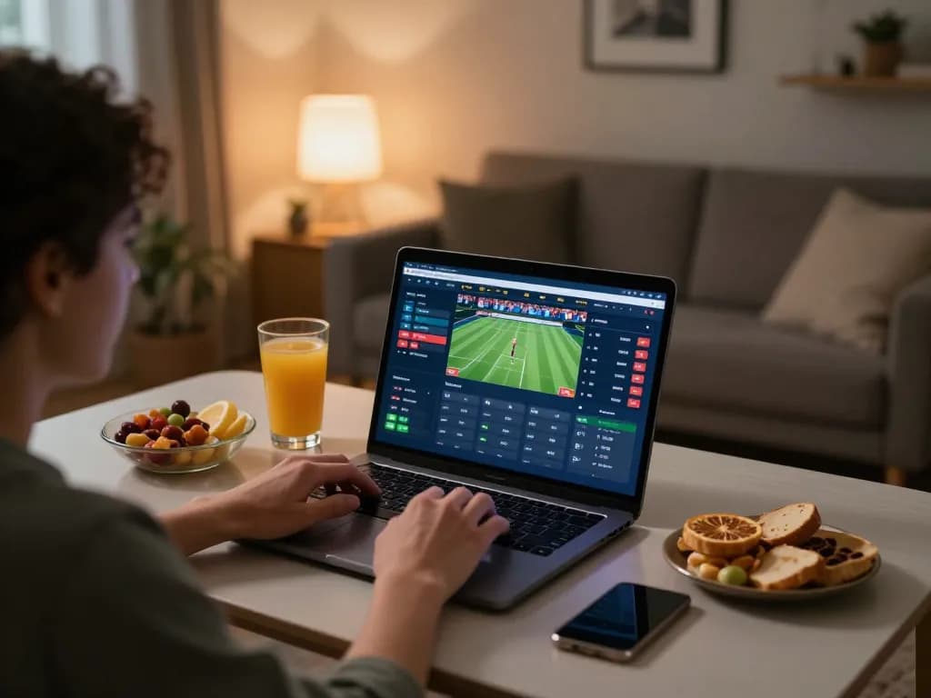 Migliori siti non AAMS action scene showcasing online sports betting at home with engaging interface