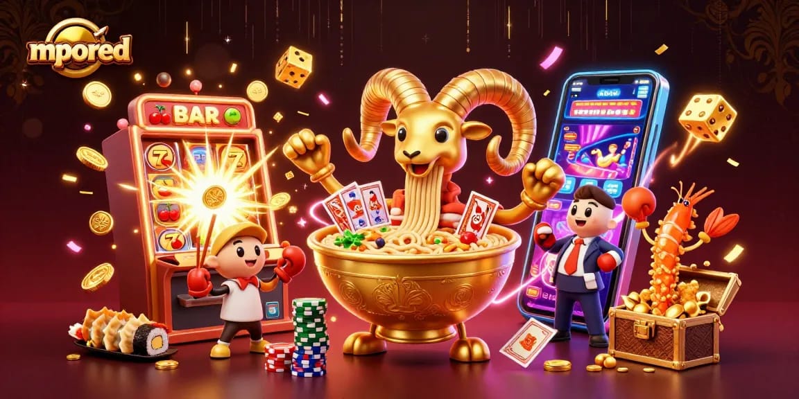 Menangkan jackpot dengan mpored di mesin slot dan karakter unik dalam suasana kasino yang meriah.