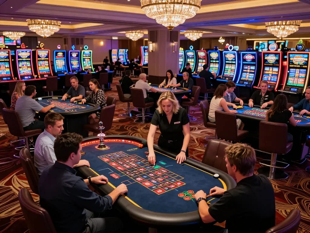 Players placing bets at a roulette table in an upscale casino, showcasing a lively da88 gaming atmosphere