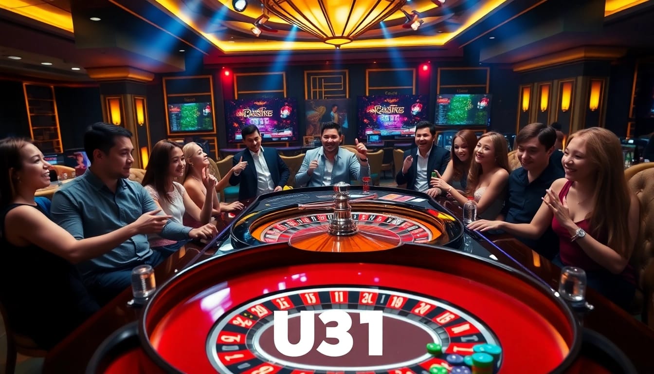 Exciting roulette gameplay at U31 casino with colorful chips and players immersed in the thrill.
