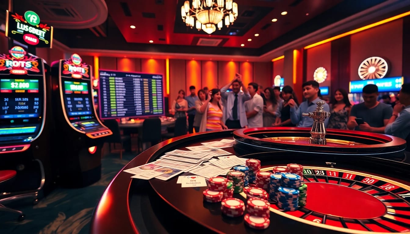 Situs Judi Bola enthusiasts placing bets in a thrilling online casino environment.