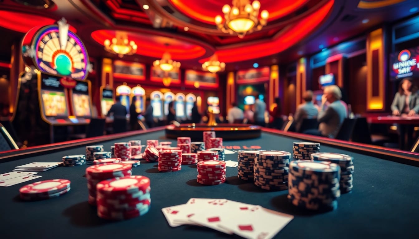 Players enjoying a thrilling game of cards at jun888's luxurious casino table.