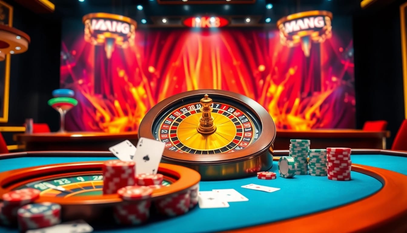 Mk8th.net showcases a thrilling online casino experience with roulette and poker elements.