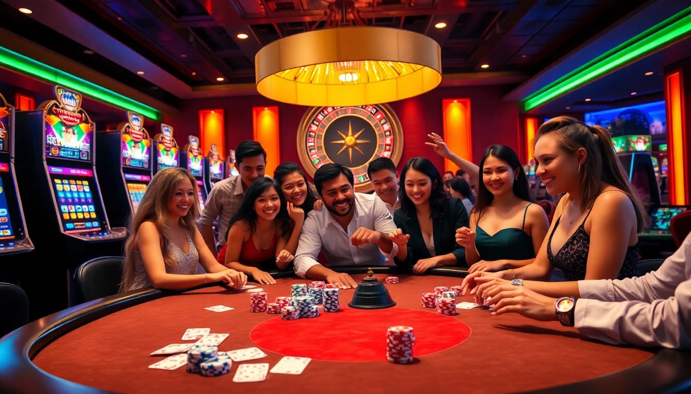 Experience thrilling gameplay at j88 com casino with vibrant tables and slot machines.