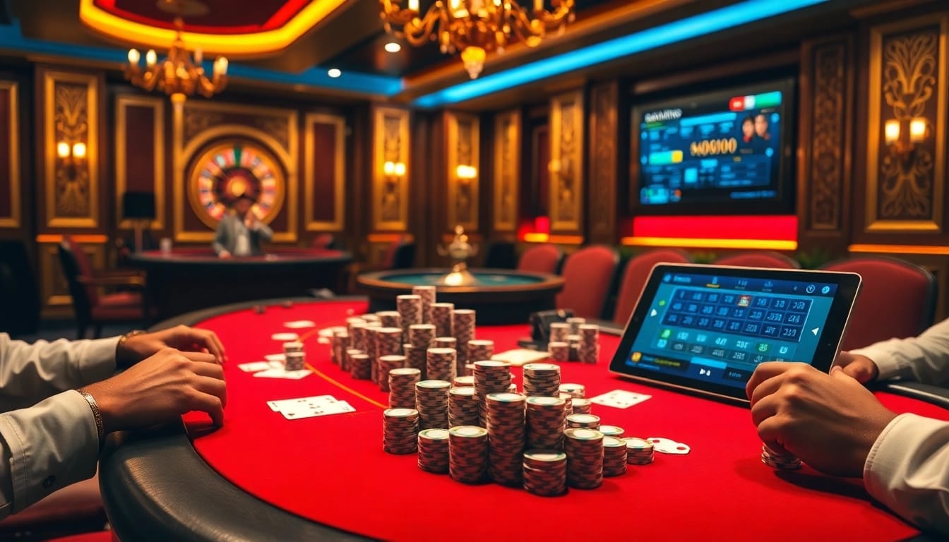 Join the excitement at 98Win with a thrilling poker game at a luxurious casino table.